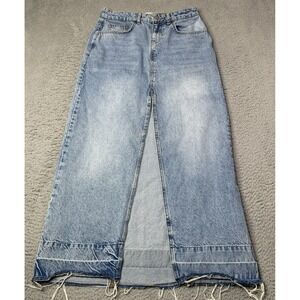 BDG Jean Skirt Womens Size Small Long Maxi Front Slit Raw Hem Urban Outfitters